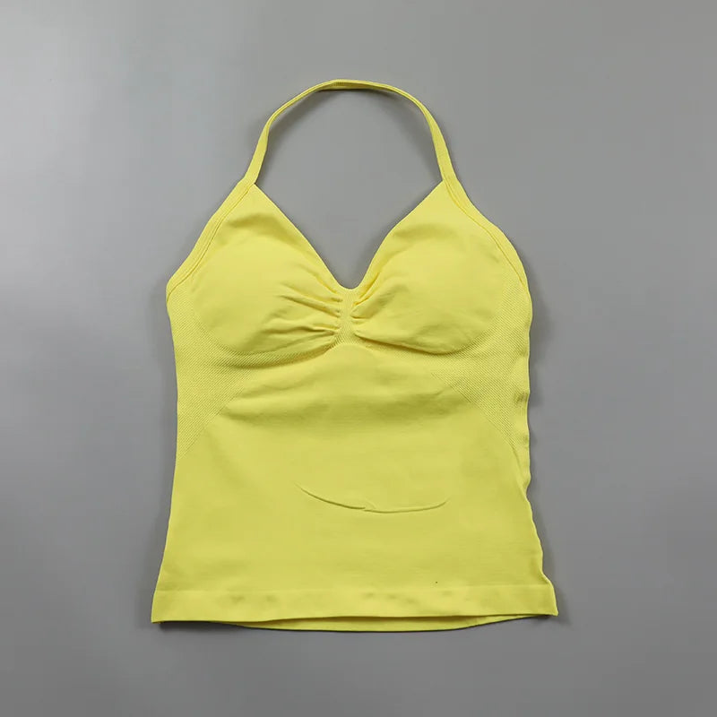 Impact Longline Strappy Top Women Seamless Yoga Tank Tops Ruched Backless Gym Clothes Workout Sleeveless Shirts With Buit In Bra Zen fit plus
