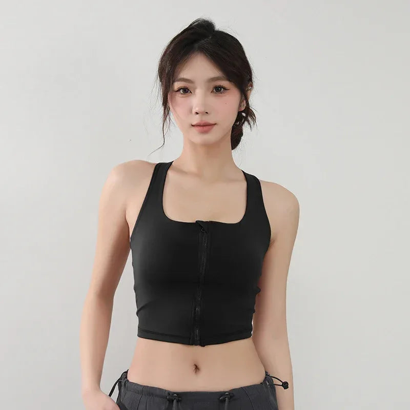 Women Fitness Underwear Yoga Bras cross Back Beauty Sports Bras Front Zippe Top Bra Sexy Breathable Underwear For Women Gym Top - Zen Fit Plus