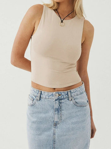 Summer Women Solid Sleeveless Sports Vest Sexy and Fashionable Slim Fit Round Neck Vest Running Sports Yoga Fitness Top Zen fit plus