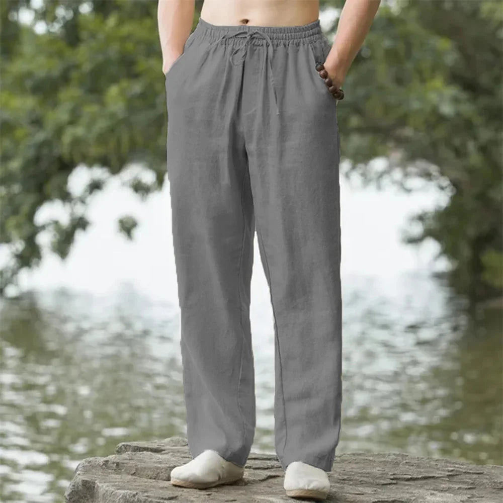 Men's Beach Pants Joggers  Streetwear Cotton Linen Sweatpants Casual Pants Hawaiian Vacation Loose Summer Long Zen fit plus