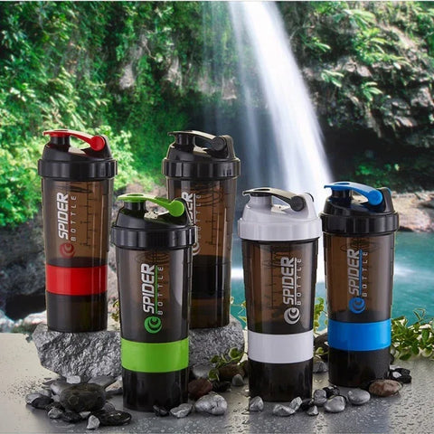 3 Layers Shaker Protein Bottle Powder Shake Cup Large Capacity Water Bottle Plastic Mixing Cup Body-Building Exercise Bottle - Zen Fit Plus