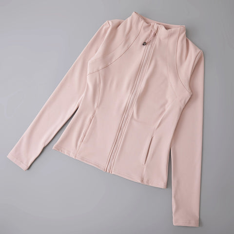 Yoga sport wear spandex full Zip Long Sleeve yoga jacket with Thumb Hole without hood Women Coat Zen fit plus