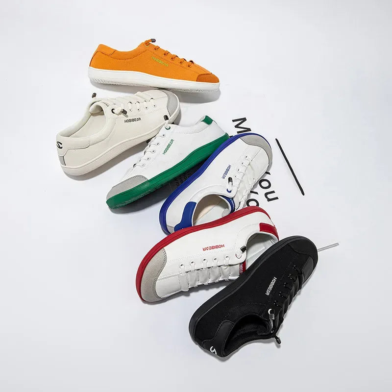 HOBIBEAR Wide Toe Barefoot Shoes for Unisex Minimalist Artificial Leather Sneakers Lightweight Adjustable Slip On Walking Shoes - Zen Fit Plus