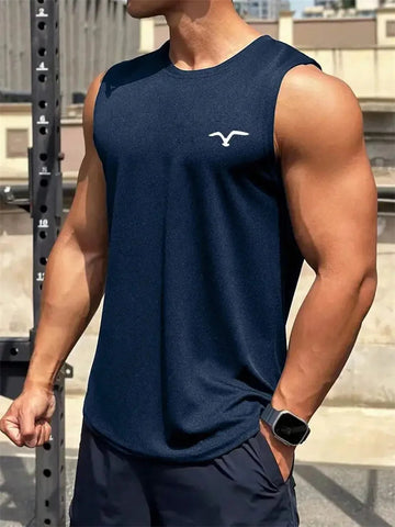 Summer New Trend Men's Pull-Over Crew Neck Vest Mesh Fitness Breathable Vest Blazer Men's Quick Drying Sweat Absorption T-Shirt Zen fit plus