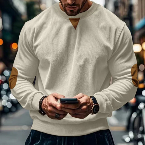 2024 hot-selling spring and autumn European size men's round neck casual stand-up collar corduroy long-sleeved sweater men - Zen Fit Plus