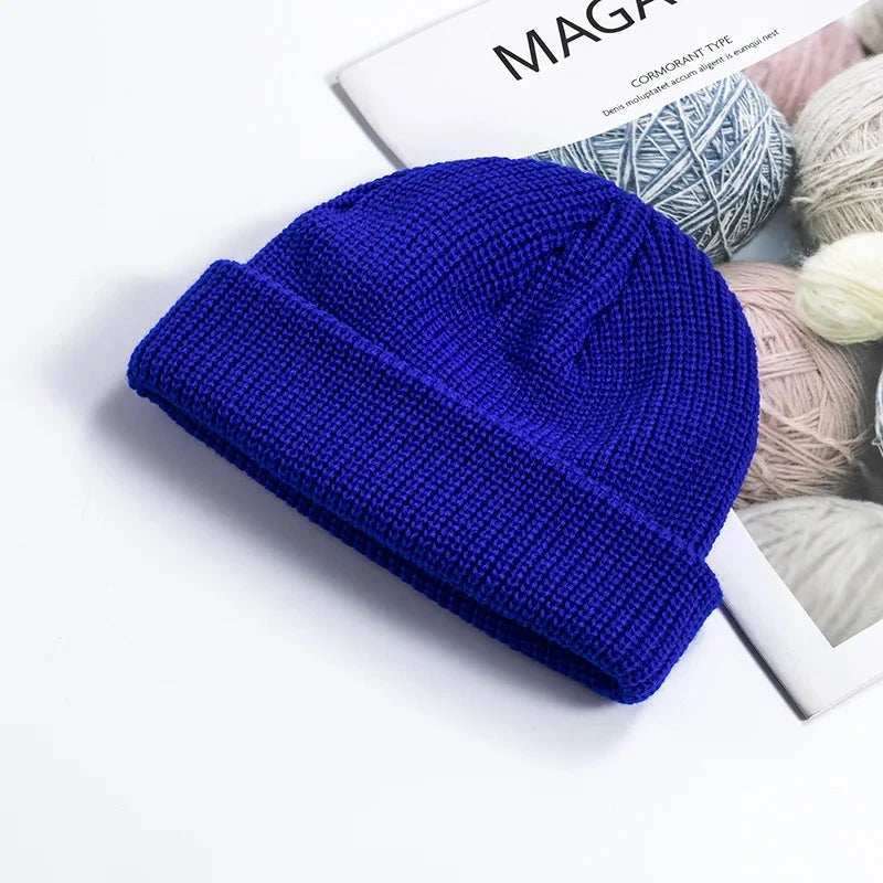 Knitted Hat for Men & Women Caps Wool Fashion Simple Warm Skullies Beanies Solid Autumn Winter Beanie Cap Trendy Style Zen Fit Plus