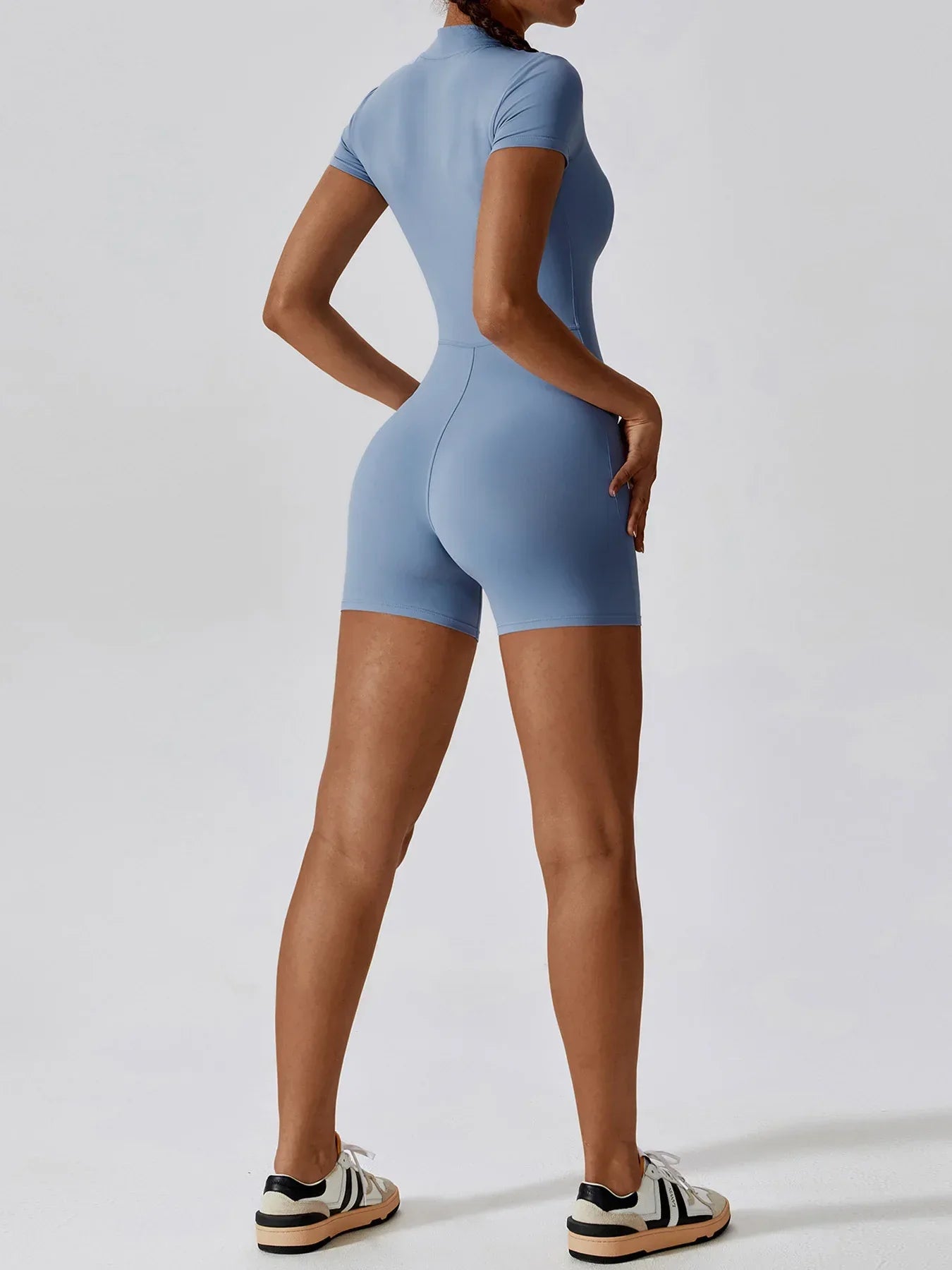 Summer Zipper Workout Jumpsuit Sports Overalls Women Gym Clothing Running Fitness Suits Gym Tracksuit Short Sportswear Yoga Set - Zen Fit Plus