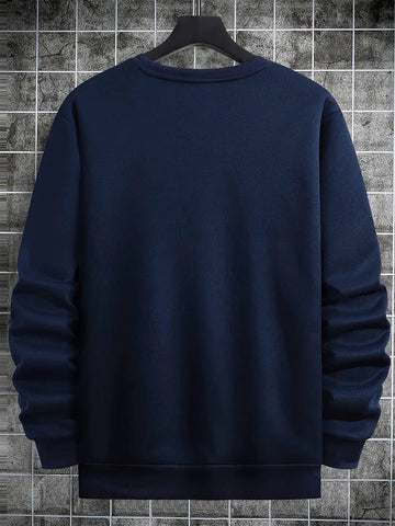 Men's autumn and winter fashionable casual loose futune letter graphic printed long sleeved round neck sweatshirt - Zen Fit Plus