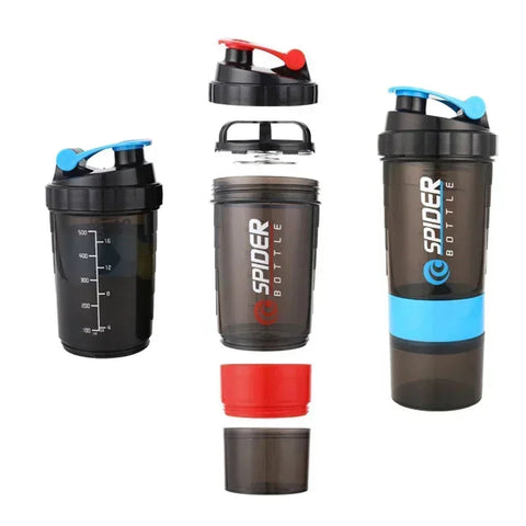 3 Layer Shaker Bottle Protein Mixing Shake Cup Sports Fitness Water Cup 550ml Scaled Plastic Water Bottles with Medicine Box Zen fit plus