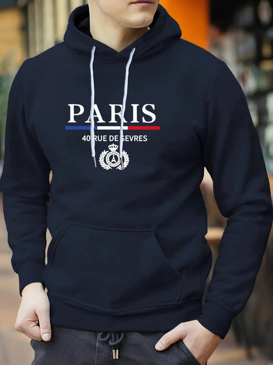 Paris Print Hoodies Tshirt  For Men Casual Autumn Winter Zen fit plus