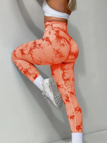 Women's Tie-Dye Seamless Peach Butt High Waist Butt Pants Stretch Fitness Yoga Pants - Zen Fit Plus