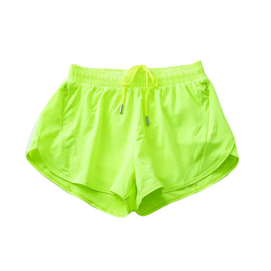 (S-2XL)2 in 1 Women Zipper Pocket Quick Dry Running Shorts 2 Layer Gym Yoga Fitness Badminton Tennis Training Sport Short Pants Zen fit plus