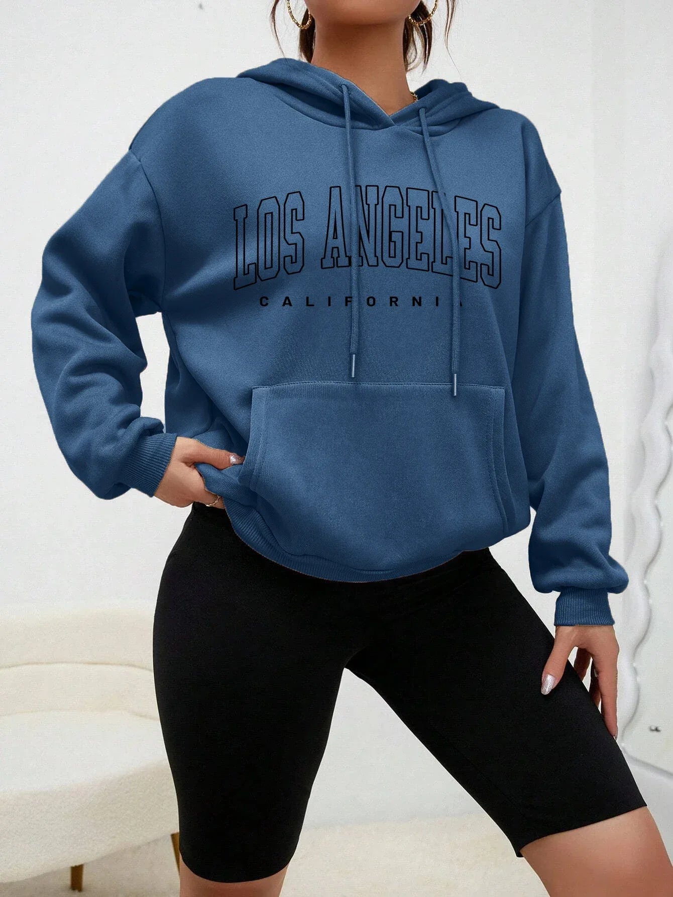 Los Angeles Art Letter Design Women Hoodies American Style Casual Hoody Autumn Hip Hop Female Hoodie Casual Fleece Clothing - Zen Fit Plus
