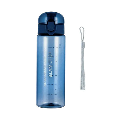 Reusable Clear Water Bottle BPA-Free Leak-Proof Plastic Water Bottle with Carrying Strap, Flip Top Drink Bottles for Travel Gym Zen fit plus