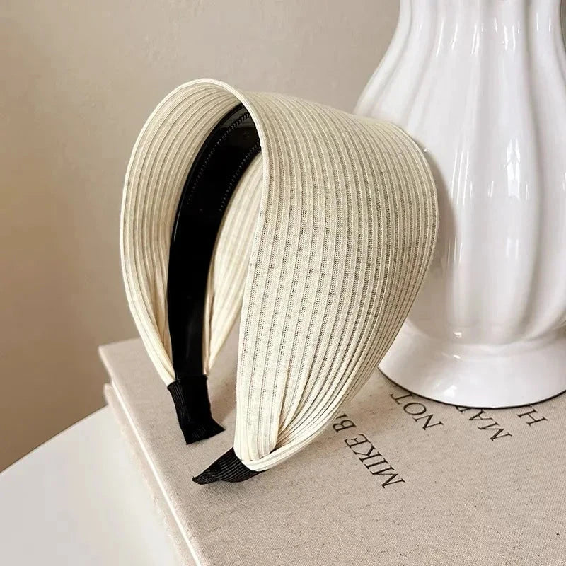 New Soft Wide Knitting Cotton Hairbands for Women Girls Korean Neutral Solid Turban with Teeth Head Band Headwear Accessories Zen Fit Plus