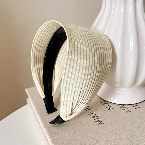 New Soft Wide Knitting Cotton Hairbands for Women Girls Korean Neutral Solid Turban with Teeth Head Band Headwear Accessories Zen Fit Plus