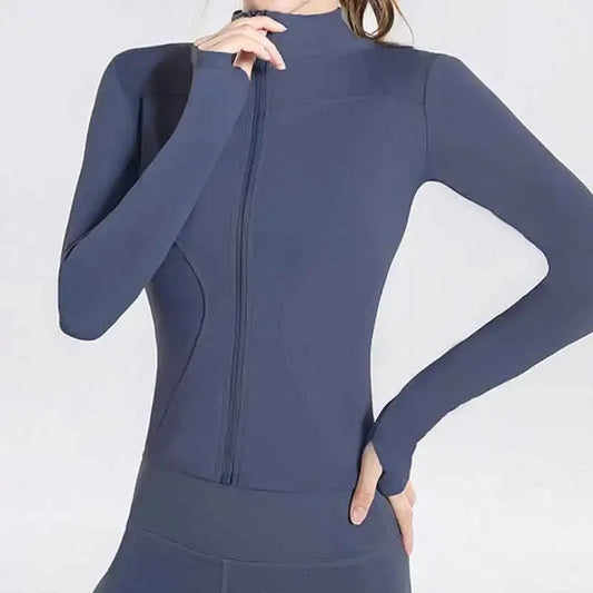 Women Sport Jackets Zipper Yoga Coat Clothes Quick Dry Fitness Jacket Running Hoodies Thumb Hole Sportwear Gym Workout Top Zen fit plus