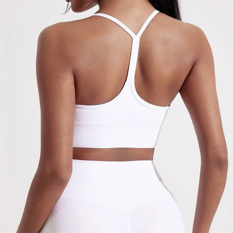 Solid Color Y Shape Line Women Fitness Sport Bra Top Soft Tight Comprehensive Training Jogging Gym Yoga Underwear With Chest Pad Zen Fit Plus