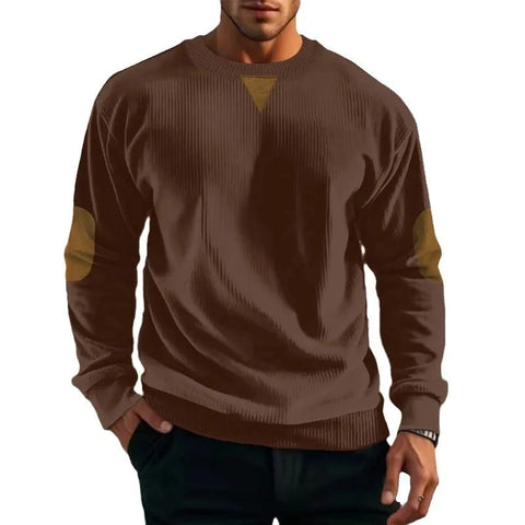 2024 hot-selling spring and autumn European size men's round neck casual stand-up collar corduroy long-sleeved sweater men Zen Fit Plus