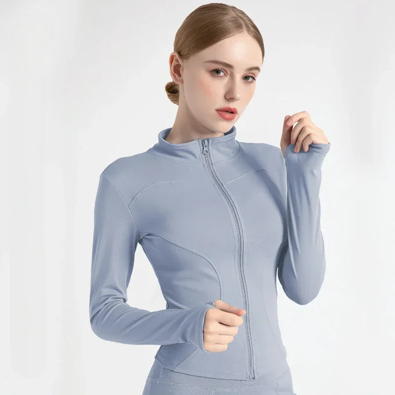 Women's Tracksuit Jacket Slim Fit Long Sleeved Fitness Coat Yoga Tops with Thumb Holes Gym Jacket Workout Sweatshirts 2024 S-3XL Zen fit plus