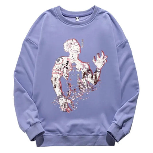 Jujutsu Kaisen Anime round Neck Long Sleeve Sweatshirt Unisex Cotton Printed T-Shirt Virtual Two-Dimensional Cultural Apparel Zen Fit Plus