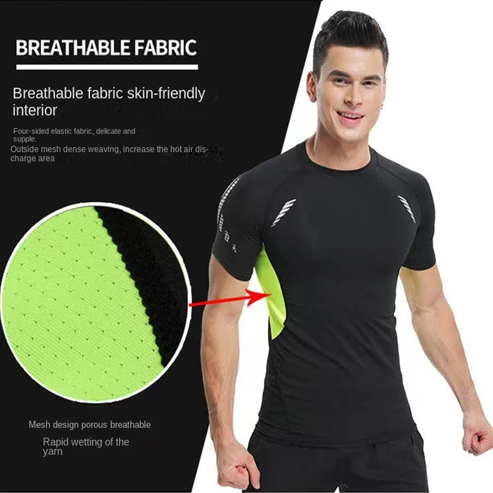 Men's Running Compression Shirts Short Sleeve Sport Gym Tees Fitness Quick Dry Sweatshirt Jogging Tracksuit Athletic Shirt Tops Zen fit plus