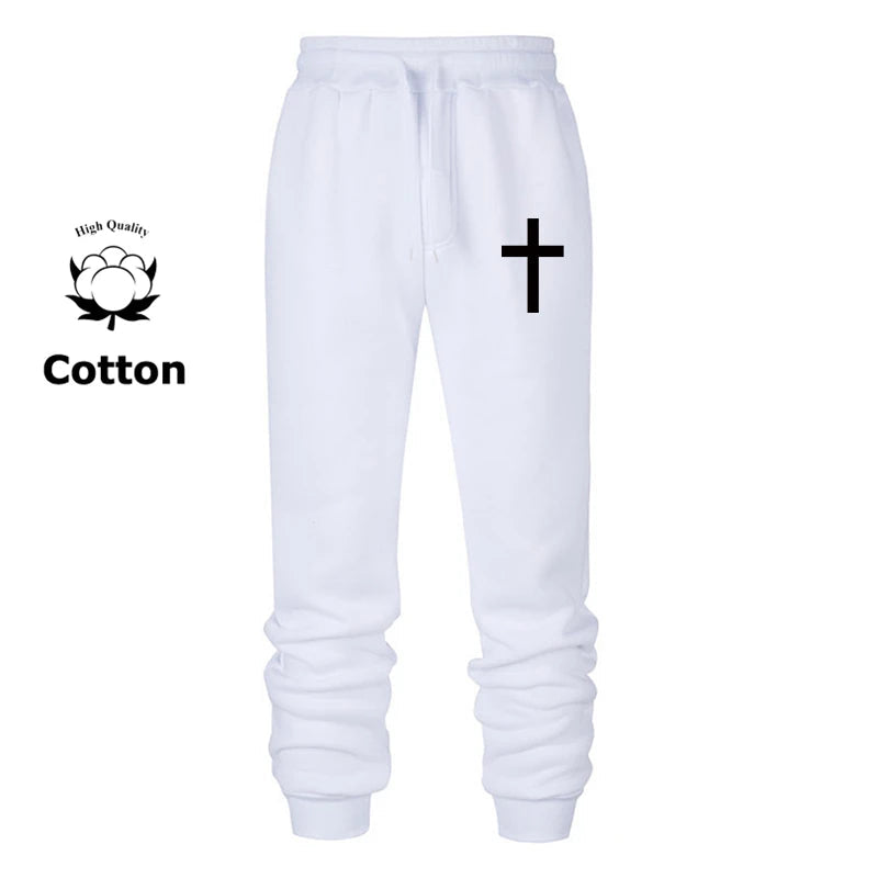 Cross Print Sweatpants for Men Christian Athletic Running Joggers Trackpants Autumn Winter Warm Cozy Fleece Lined Pants Trousers Zen fit plus