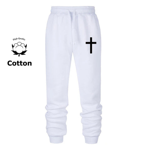 Cross Print Sweatpants for Men Christian Athletic Running Joggers Trackpants Autumn Winter Warm Cozy Fleece Lined Pants Trousers Zen fit plus