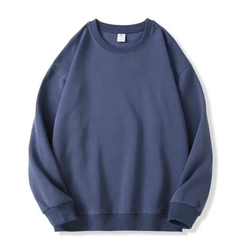 Thickened Fleece Cotton Hoodie Unisex Oversized round Neck Solid Color Couple's Sweatshirt Versatile Autumn Winter New Arrival Zen Fit Plus