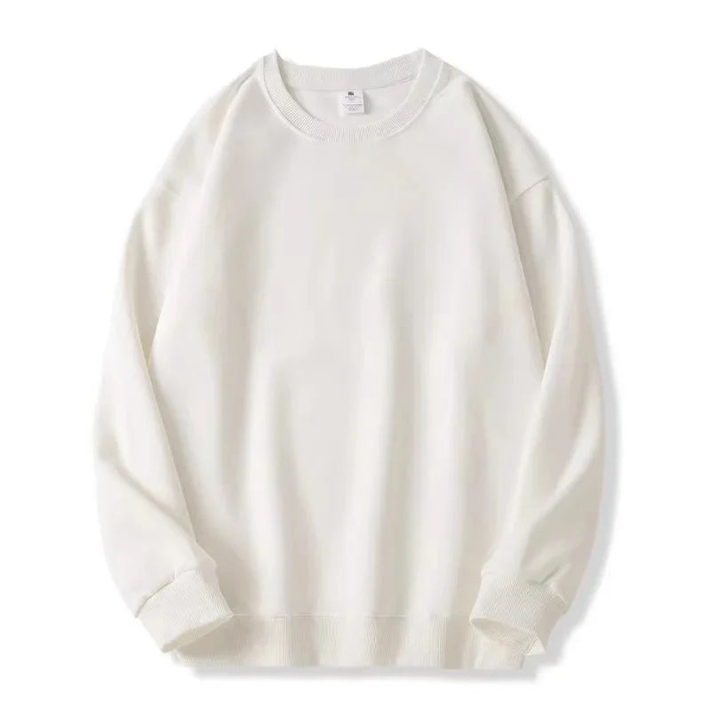 Thickened Fleece Cotton Hoodie Unisex Oversized round Neck Solid Color Couple's Sweatshirt Versatile Autumn Winter New Arrival Zen Fit Plus