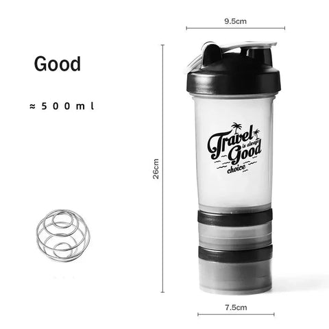 500ml Large-capacity Shaker Protein Bottle Powder Mixing Cup Portable Water Bottle Gym Sports Drinking Bottle Fitness Cup Kettle Zen fit plus
