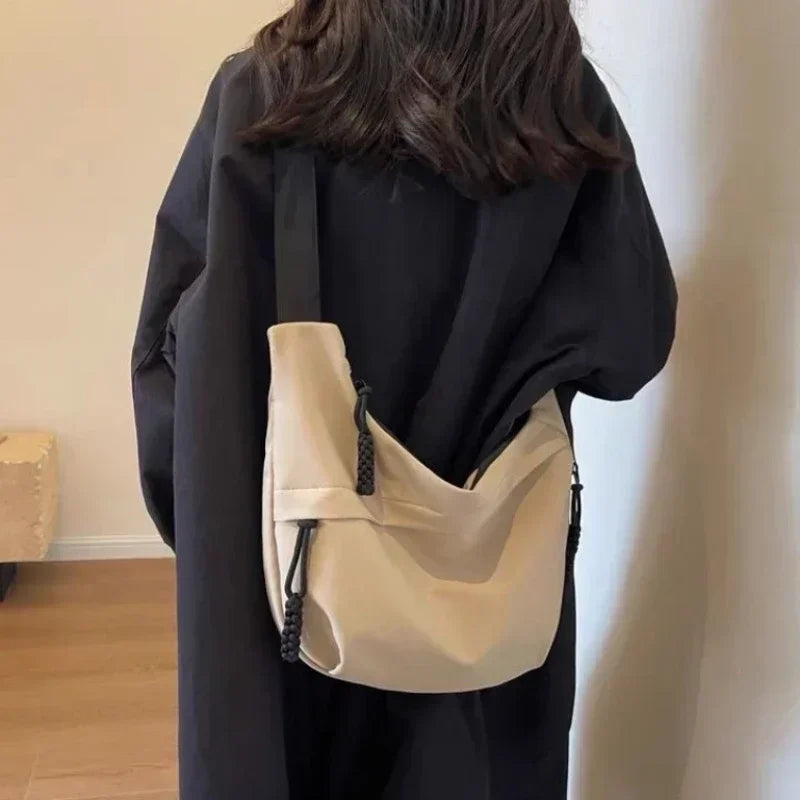 2024 Fashion High Capacity Solid Color Single Shoulder Totes Bag Nylon Hobos Crossbody Bags Solid Casual Zipper Women's Bags Zen fit plus