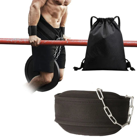 EVA Dip Belt With Chain For Weightlifting Pullup,Waist Support,Gym Lifting Belt Squat Fitness Powerlifting Bodybuilding Training - Zen Fit Plus