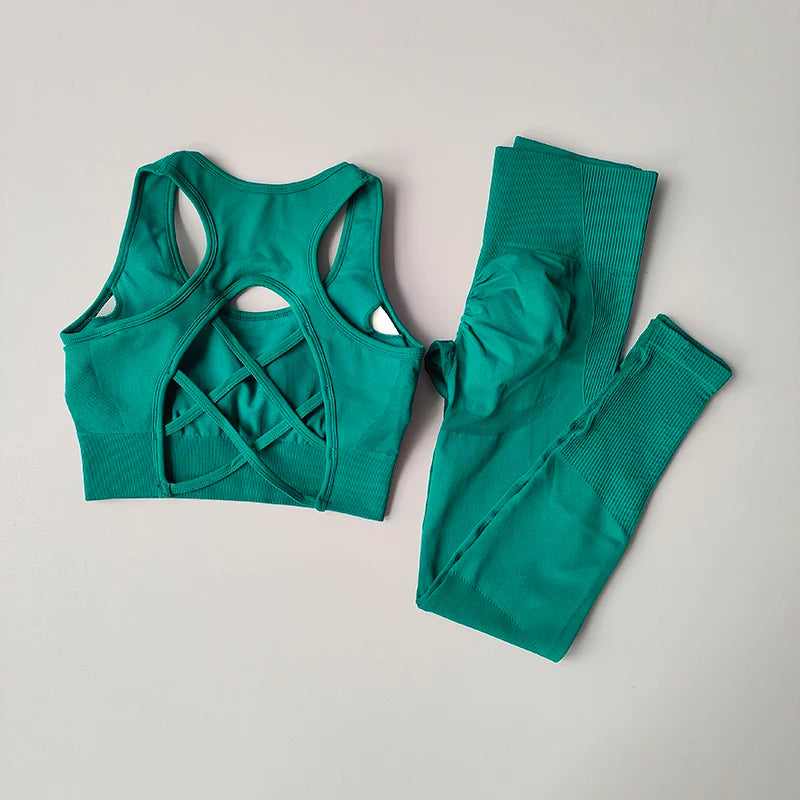 Women's tracksuit Fitness Suit Yoga Sets Sportswear Workout Sports Bra+High Waist Leggings Gym Clothing Seamless Sports Suits Zen fit plus