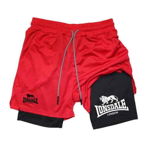 Print 2 in 1 Running Shorts for Men Gym Workout Compression Shorts with Phone Pocket Towel Loop Summer Sport Athletic Activewear Zen fit plus