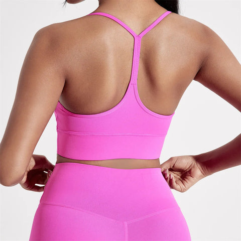 Solid Color Y Shape Line Women Fitness Sport Bra Top Soft Tight Comprehensive Training Jogging Gym Yoga Underwear With Chest Pad Zen Fit Plus