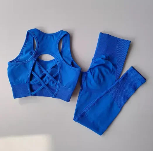 2PCS Sports Bra Women's Set Professional Fitness Tank Top Bra Shockproof Running Leggings Yoga Suit Beautiful Back Bra Clothing Zen fit plus