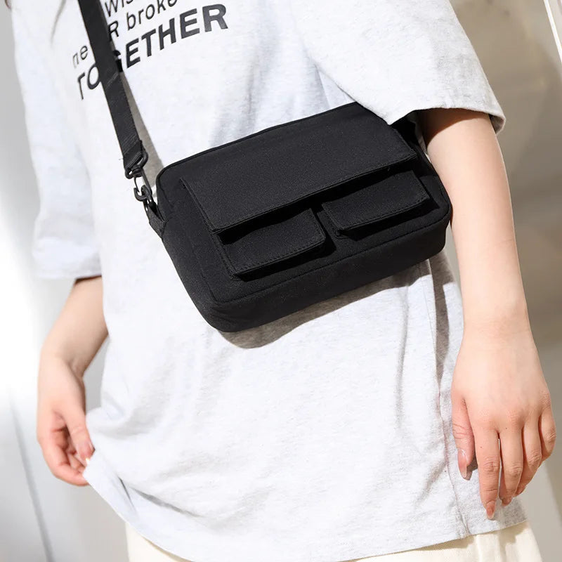 Minimalist Black Shoulder Bag Retro Male Nylon Crossbody Bags Men's Small Messenger Bag for Men Suitable for Daily Use Zen fit plus