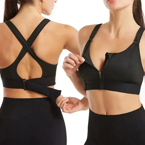 Sports Bras For Women Front Zipper Adjustable Strap Shockproof Elastic Fitness Athletic Brassiere Slim Yoga Crop Top Zen fit plus