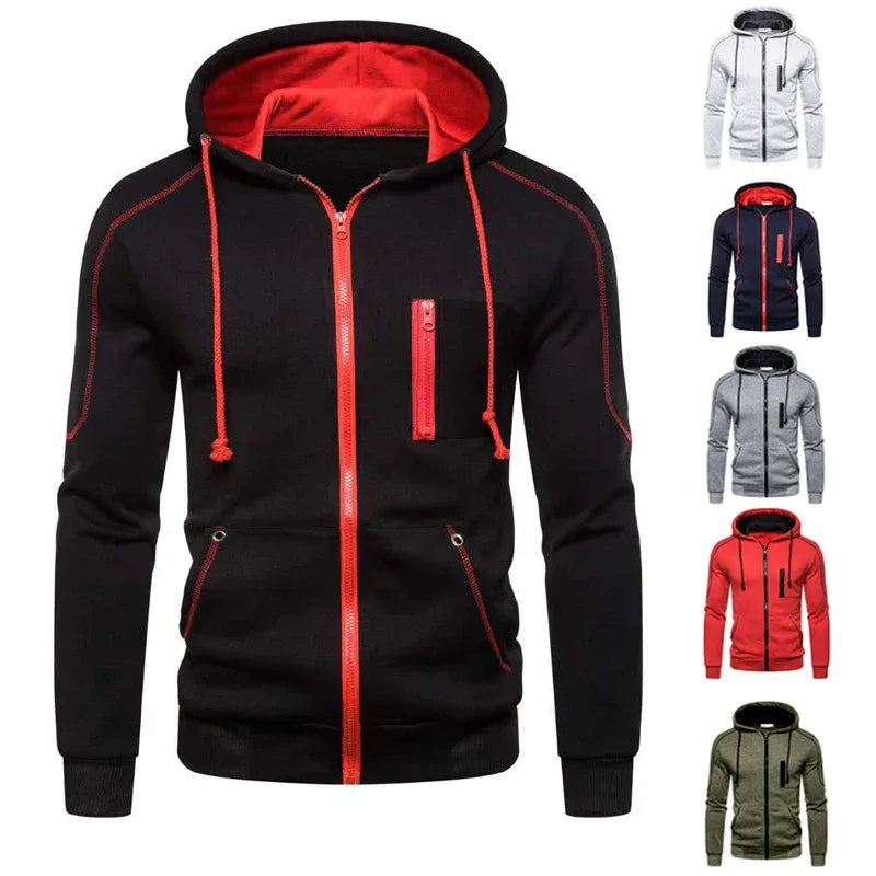 Men's Hoodie Black White Army Green Red Hooded Color Block Fleece Cool Casual Winter Clothing Apparel Hoodies Sweatshirts - Zen Fit Plus