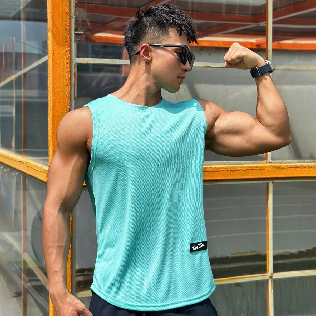 2025 Summer New Trend Men tank top Pullover Round Neck Mesh Bottom Shirt Sports Fitness Top Sleeveless Vest Quick Dry undershirt - Zen Fit Plus