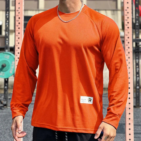 High quality Autumn men long sleeved T-shirt Fashion sport Round Collar  fitness running mesh Breathability Training T-shirt men Zen fit plus