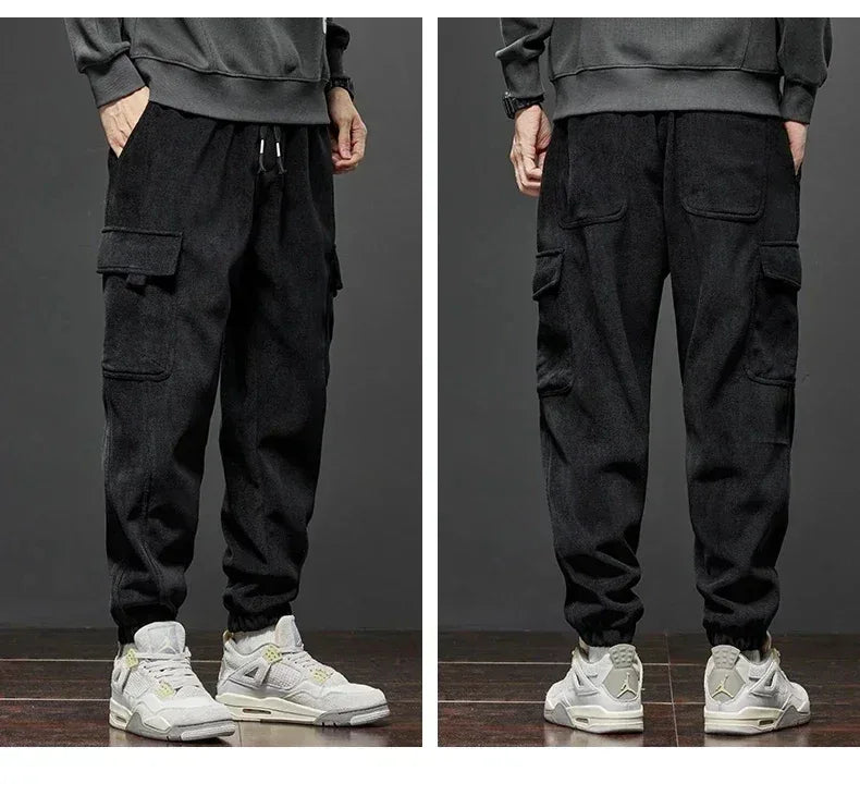 Spring Autumn New Style Elastic Waist Casual Pants for Men Stretch Straight Drawstring Harem Jogging Sports Long Pants Male - Zen Fit Plus
