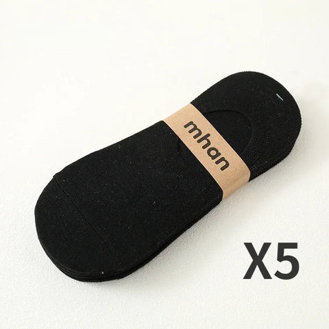 Socks Men Short No Show Low Cut Ankle Cotton Thin Black White Multipack Non-slip Silicone Summer Breathable Invisible 5pair /Lot - Zen Fit Plus