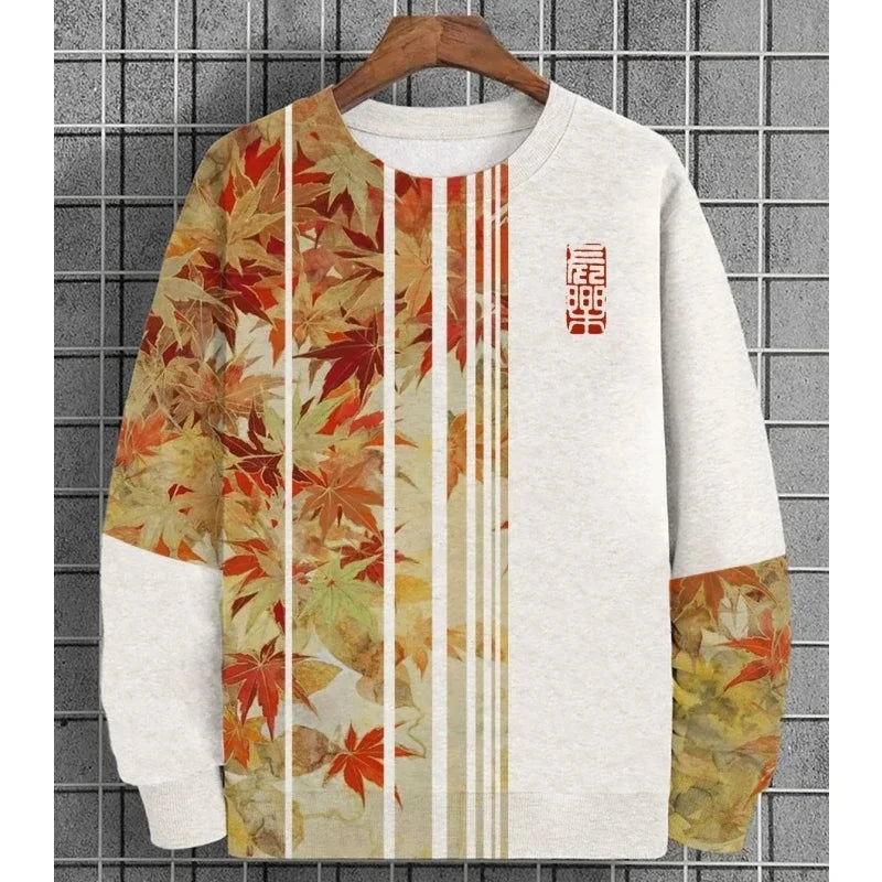 3D Printed Ukiyoe Men's Sweatshirt Autumn Oversized Hoodie Men's Long Sleeve T-shirt Tops Loose Casual Oversized Men's Clothing Zen Fit Plus