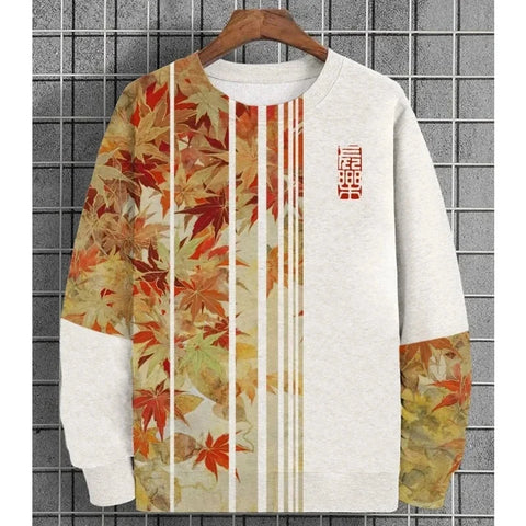 3D Printed Ukiyoe Men's Sweatshirt Autumn Oversized Hoodie Men's Long Sleeve T-shirt Tops Loose Casual Oversized Men's Clothing Zen Fit Plus