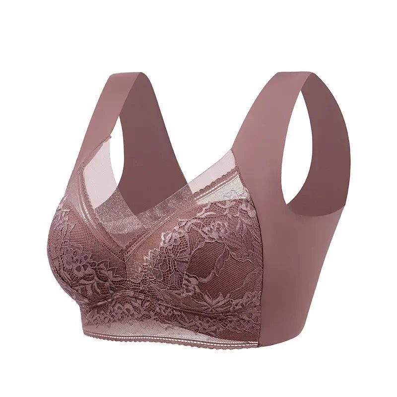 L-6L Women Large Bra Push Up Ice Silk Seamless upper Bralette Lace Wireless Summer Bras Plus Size Top Lingerie Underwear 15019 Zen fit plus