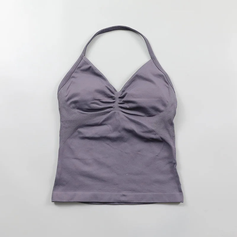 Impact Longline Strappy Top Women Seamless Yoga Tank Tops Ruched Backless Gym Clothes Workout Sleeveless Shirts With Buit In Bra Zen fit plus