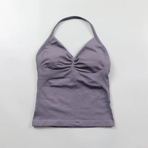 Impact Longline Strappy Top Women Seamless Yoga Tank Tops Ruched Backless Gym Clothes Workout Sleeveless Shirts With Buit In Bra Zen fit plus