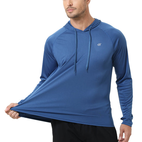 Summer Men's Long Sleeve UPF 50+ Hoodie Shirts, Rash Guard Quick Dry Lightweight T-shirt for Outdoor Jogger Sport Pullover Zen fit plus